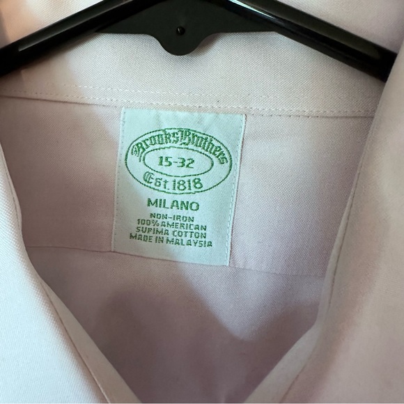 ๐๏ธ Brooks Brothers Light Pink 15-32 Milano Fit Button Down Dress Shirt - Picture 2 of 6